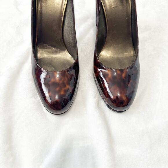 Stuart Weitzman brown Tortoise shell Heels leather pumps size 9.5 round toe - Picture 3 of 10